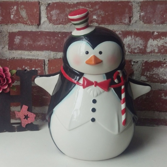 Pier 1 Other - NWT Pier One Ceramic Penguin Top Hat Cookie Jar